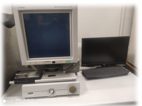 Maquina onde se fazia a leitura dos microfilmes